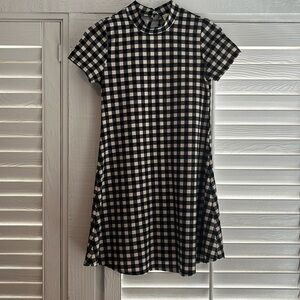 Enough about me gingham black and cream mini dress small